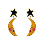 Yellow velvet moon earrings