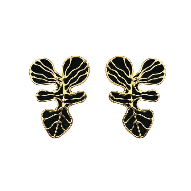 Aretes Monstera verde noche