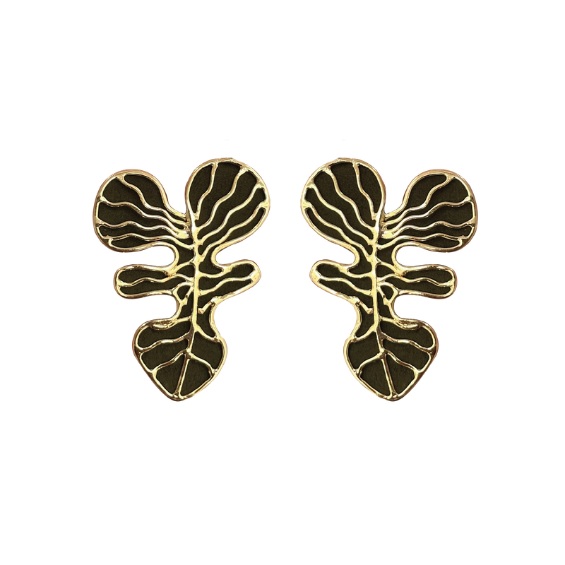 Aretes Monstera Oliva