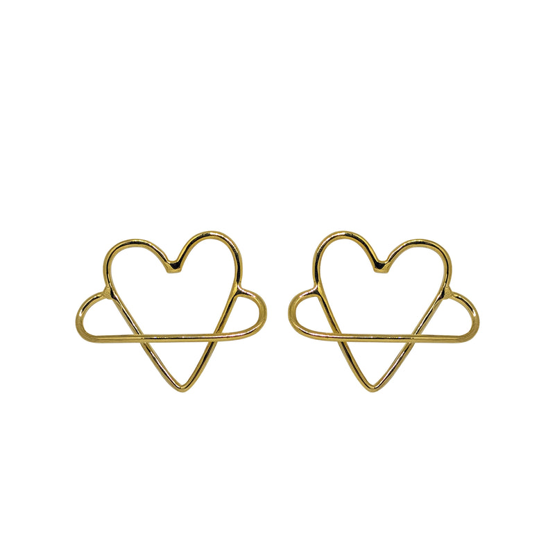 Orbit heart gold earrings