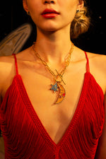 Yellow velvet moon thin chain