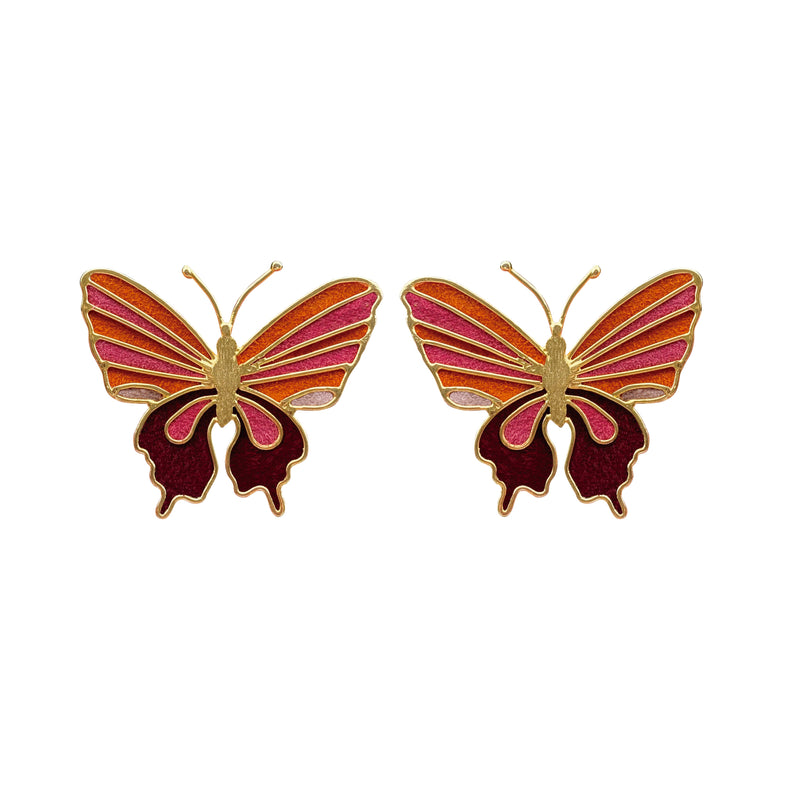 Aretes Morpho rosa