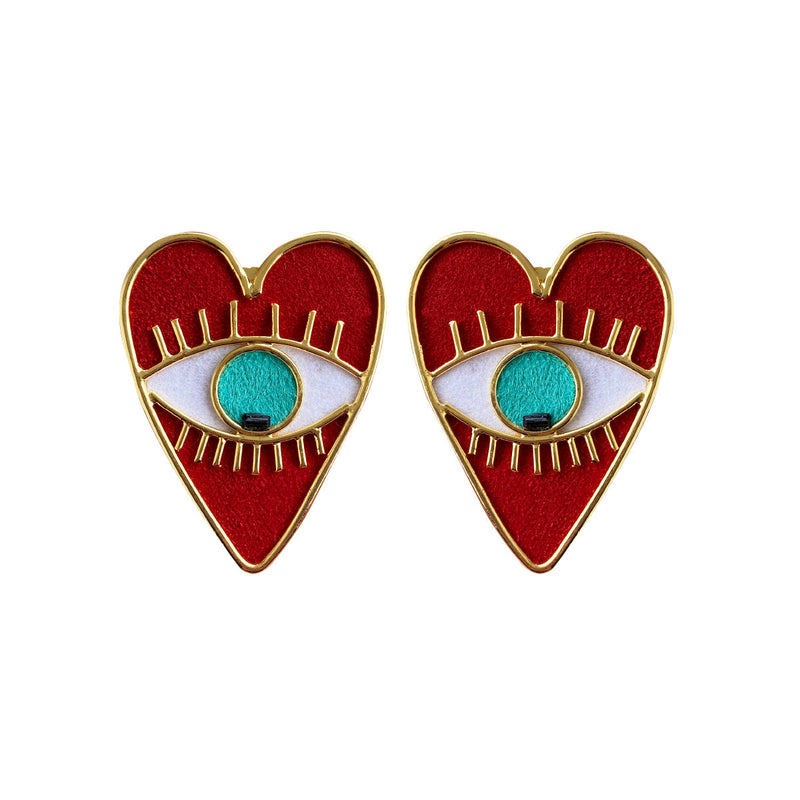 Aretes Ojos Corazón de Amulettos