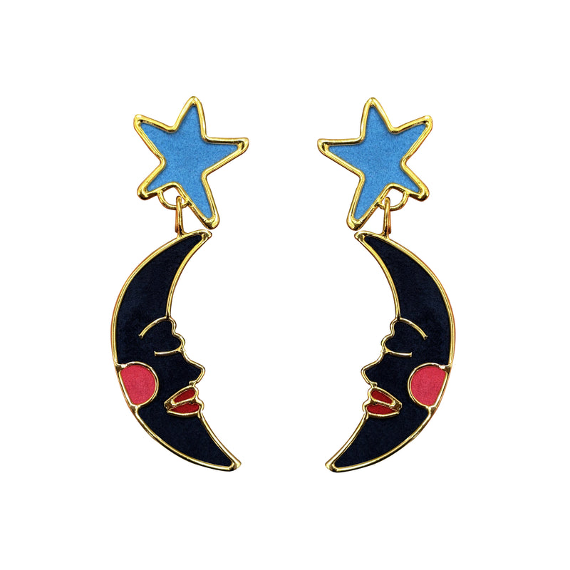 Blue velvet moon earrings