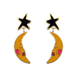 Yellow velvet moon earrings