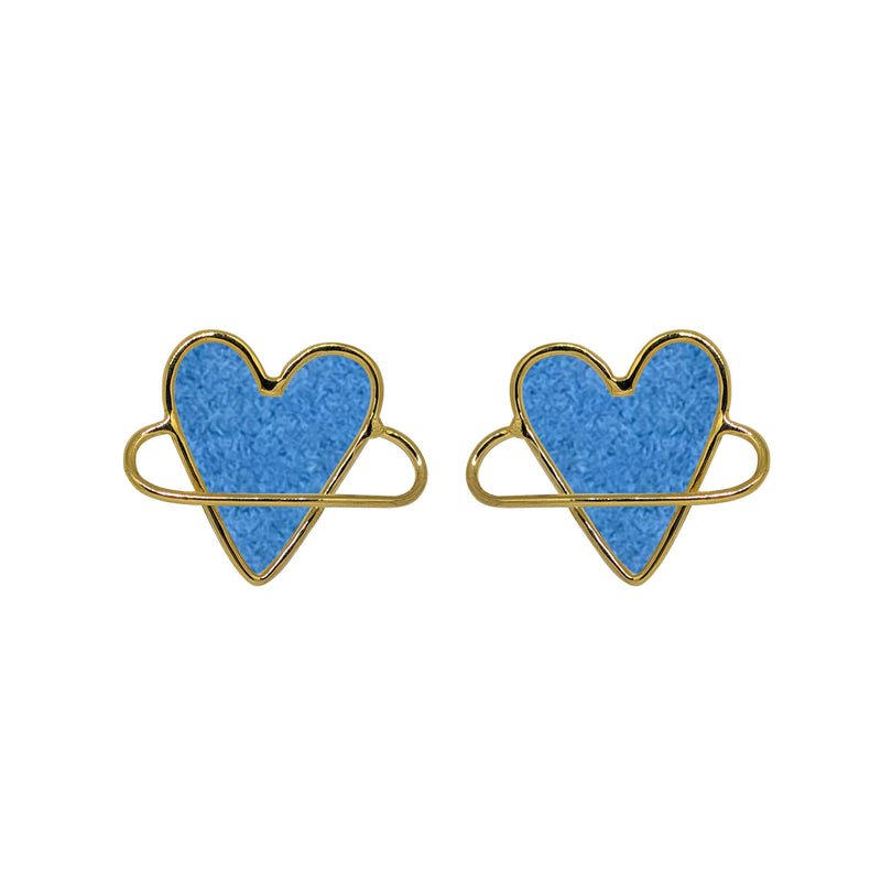 Orbit heart light blue earrings