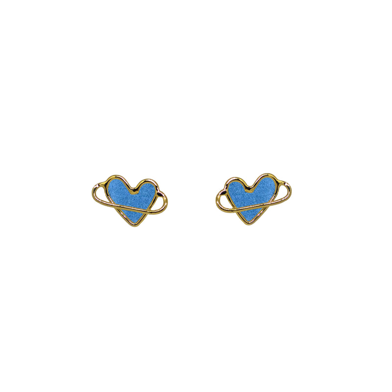 Orbit heart light blue studs