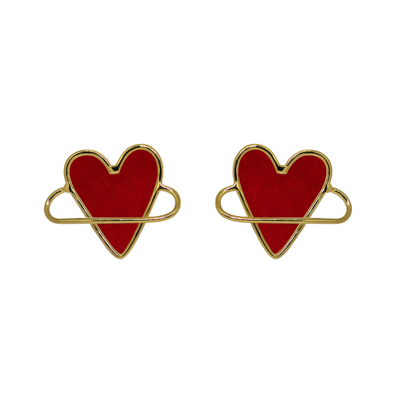 Orbit heart night red earrings