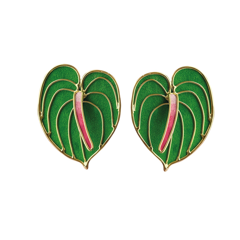 Green Anthurium Earrings