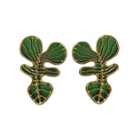 Green Monstera Earrings