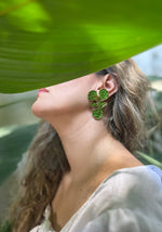 Green Monstera Earrings