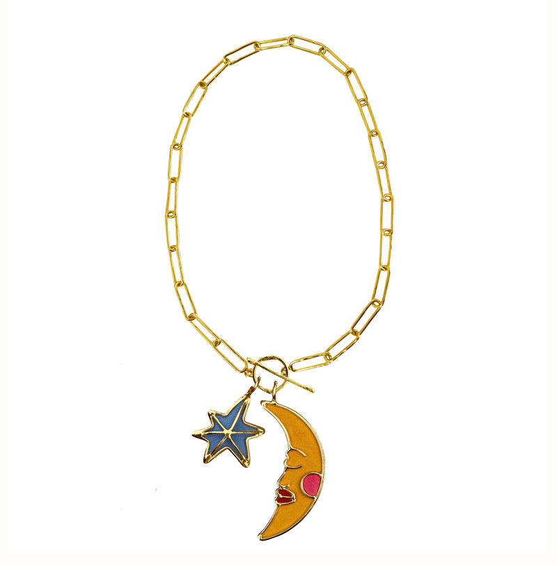 Yellow velvet moon thin chain