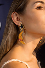 Yellow velvet moon earrings