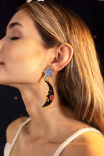 Blue velvet moon earrings