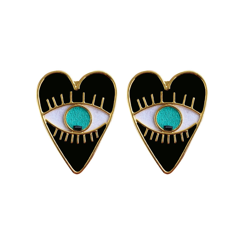 Black Heart Eyes Earrings