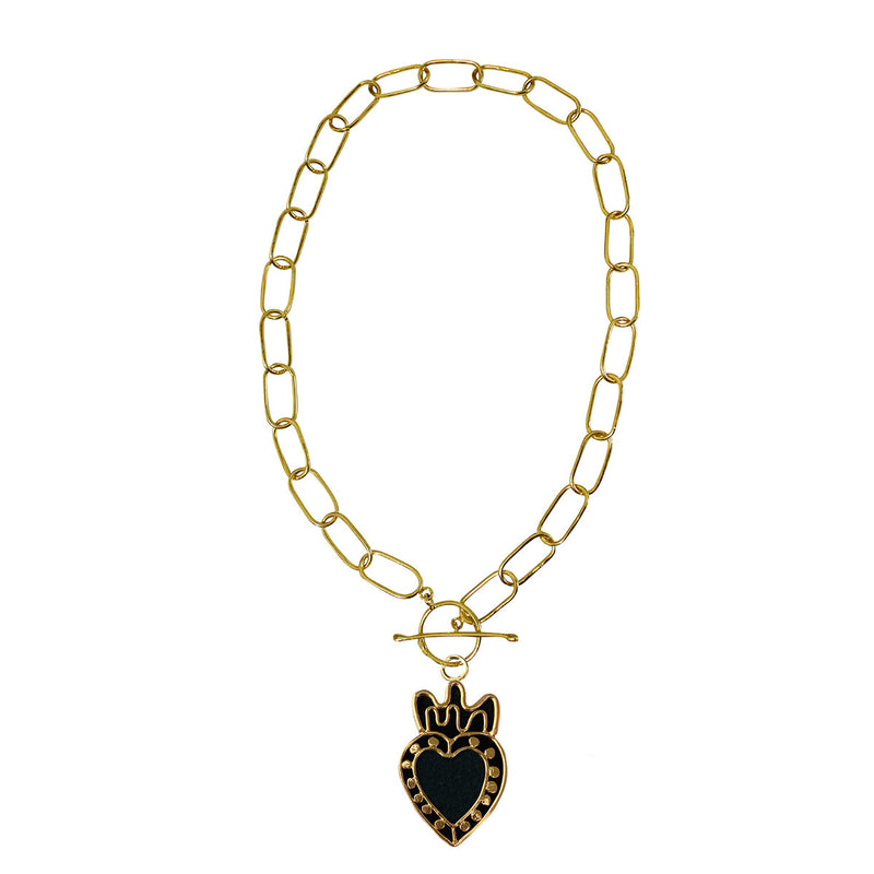 Chain link XL Heart and point black