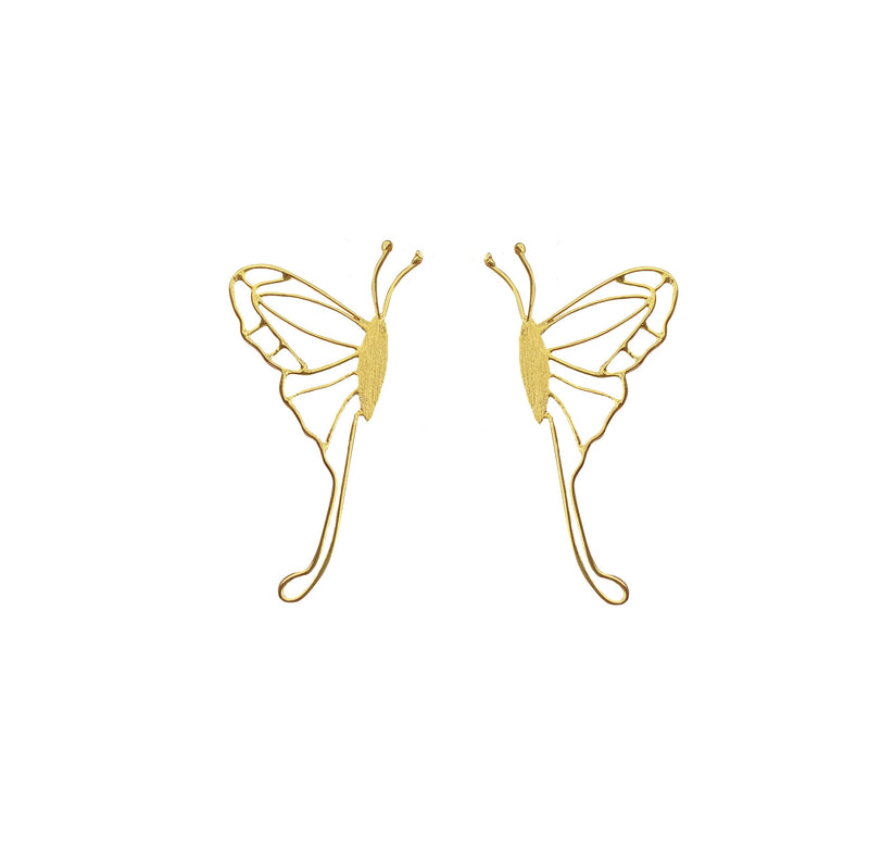 Atlas long tail medium gold earrings