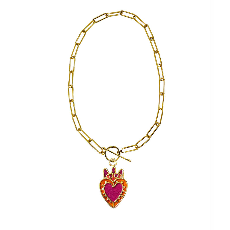 Chain link thin Corazón y punto de Amulettos
