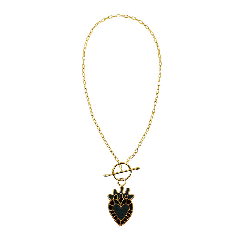 Chain link mini Milagritos amarillos black