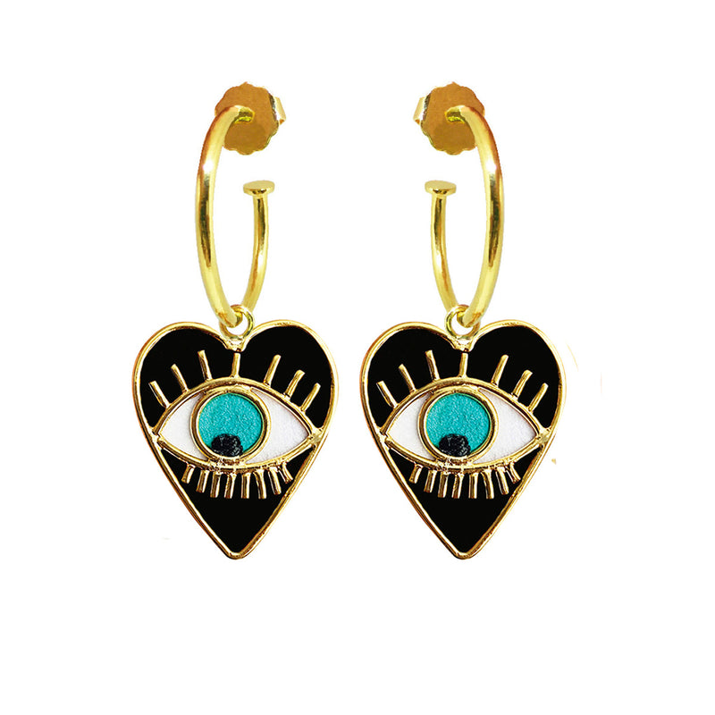 Mini Hoops Ojo corazón black