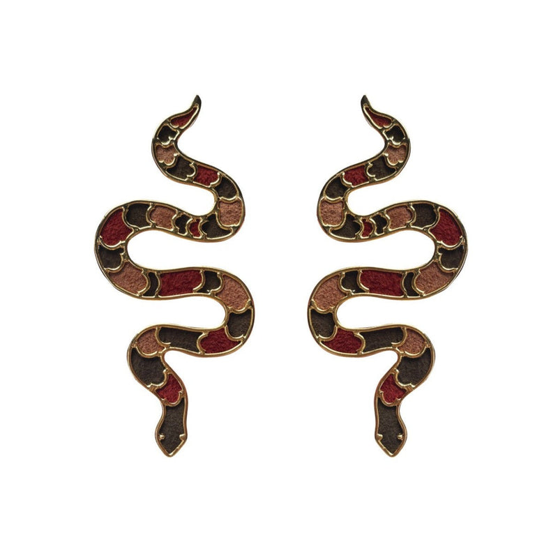 Wine snake earrings