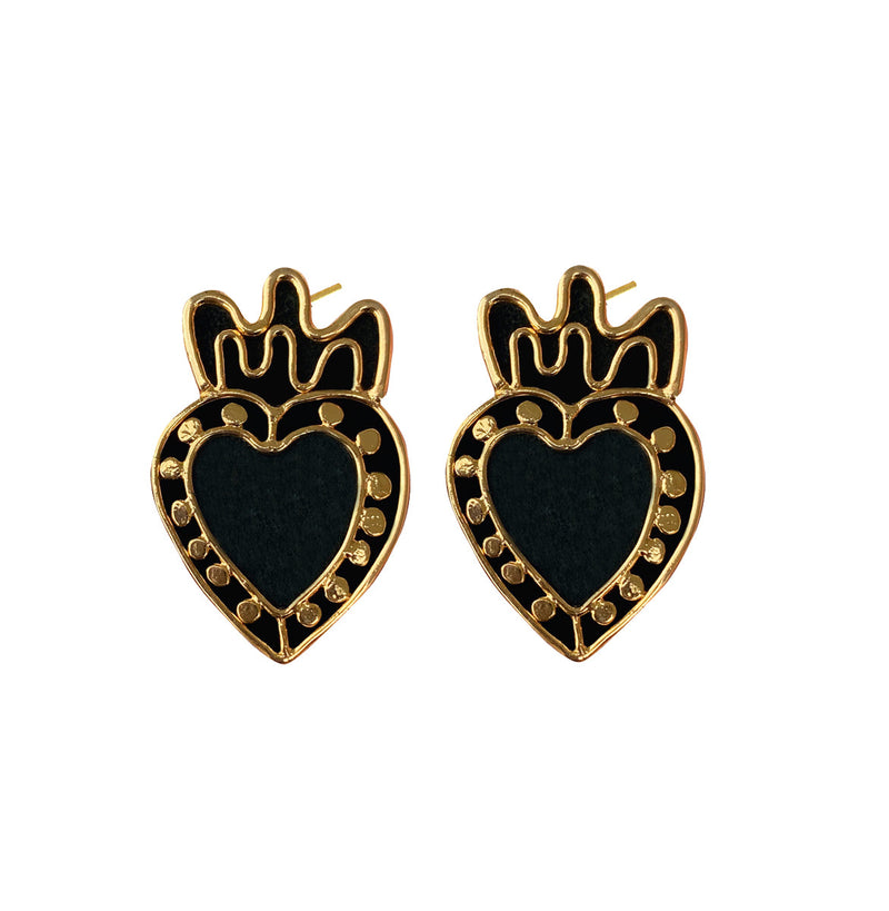 Studs mini Heart and dot black