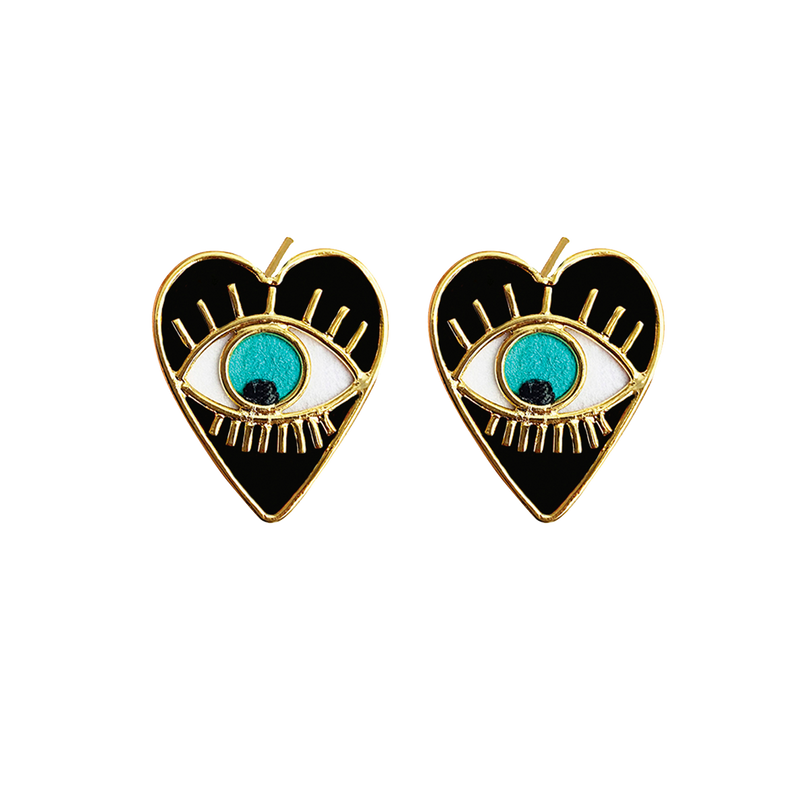 Studs Eye Heart mini black