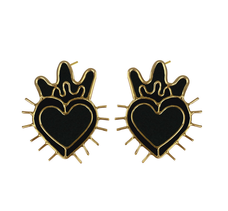 Studs mini Sacred Heart black